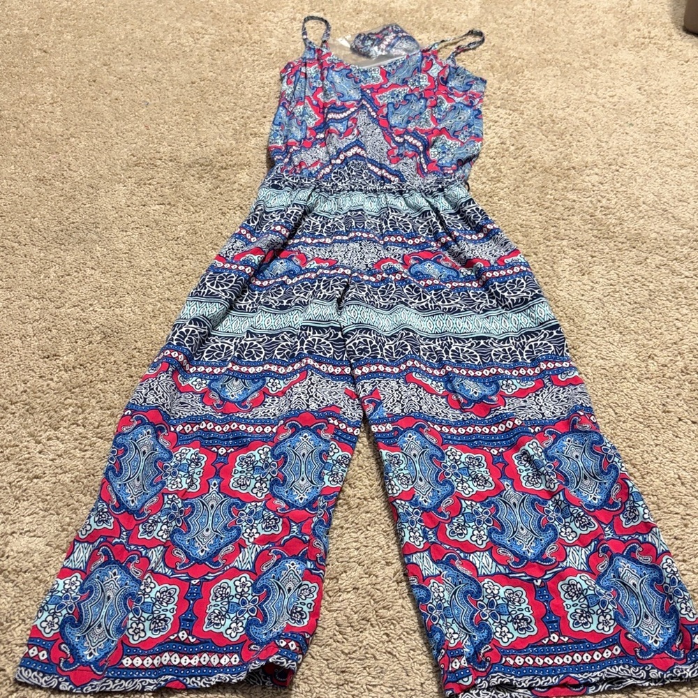 Tommy Bahama Paisley Cropped Summer Jumpsuit XS Wide Leg - Picture 2 of 6